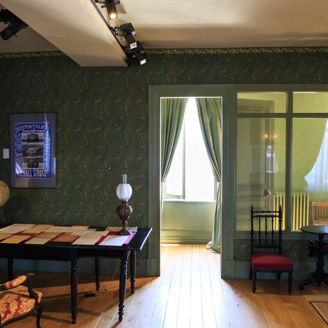 Ausstellungsraum mit Manuskripten, Haus von Jules Verne in Amiens, Nordfrankreich. Copyright: CRTC Hauts-de-France - AS Flament