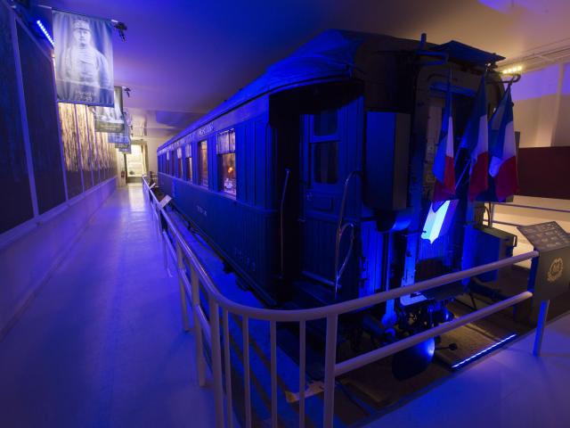 Nordfrankreich, Compiègne, Nachbau des Waggons, in dem der Waffenstillstand 1918 unterzeichnet wurde. Copyright: CRTC Hauts-de-France - Ludovic Leleu