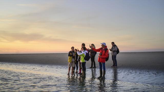 Eine Gruppe wandert mit Guide durch das Watt der Somme-Bucht, Copyright: CRTC Hauts-de-France - Nicolas Bryant