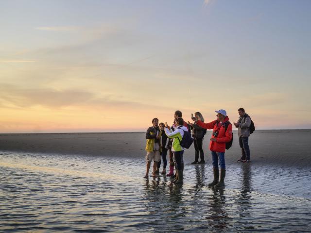 Eine Gruppe wandert mit Guide durch das Watt der Somme-Bucht, Copyright: CRTC Hauts-de-France - Nicolas Bryant
